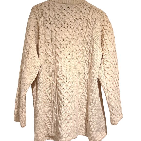 Shannon Woolen Mills Ireland Merino Wool Fisherman Cable Knit Cardigan, Size XL - Picture 3 of 10